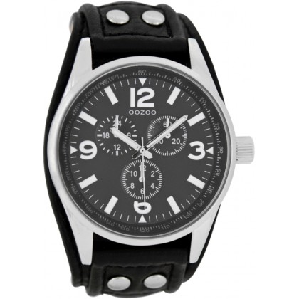 OOZOO Timepieces 46mm Black Leather Strap C7459